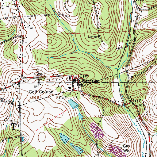 Topographic Map of Saint Wendells School, PA