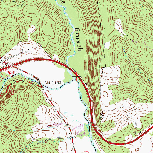 Topographic Map of Shawnee Branch, PA