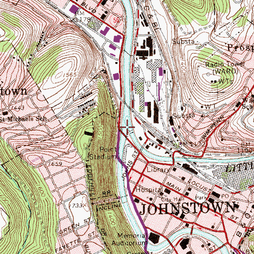 Topographic Map of Stonycreek River, PA
