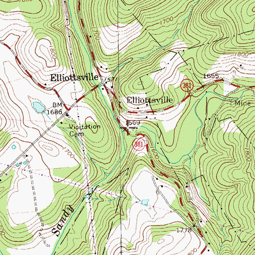 Topographic Map of Stony Fork, PA