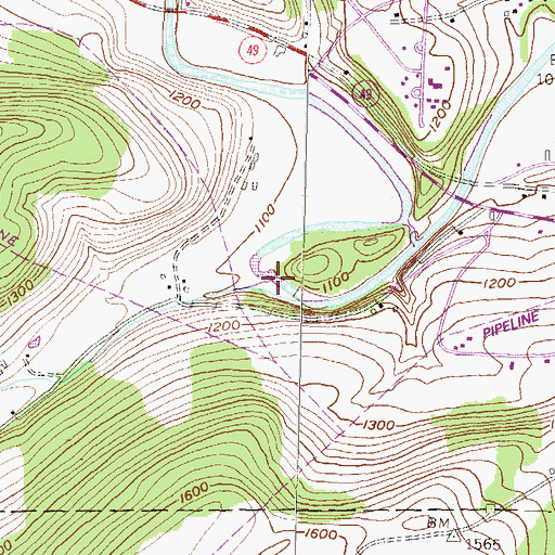 Topographic Map of Thornbottom Creek, PA