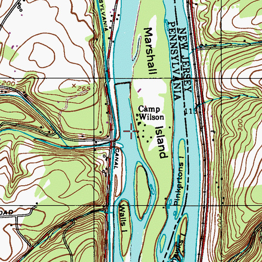 Topographic Map of Tinicum Creek, NJ