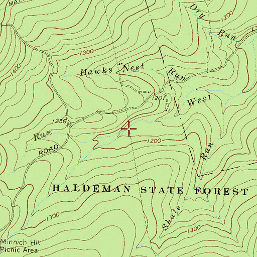 Topographic Map of Wolf Run, PA