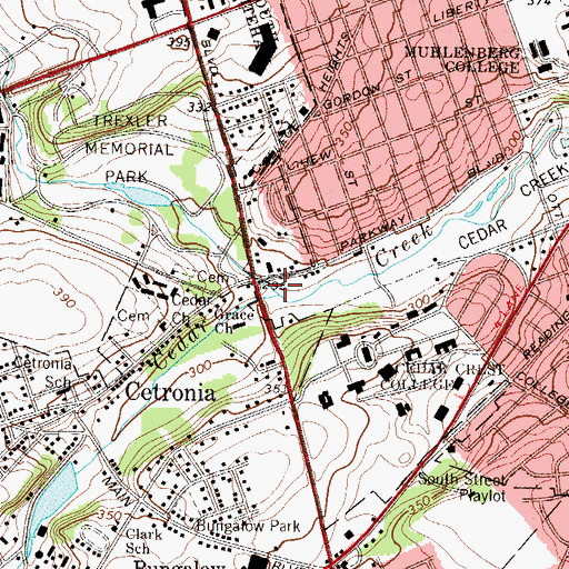 Topographic Map of Little Cedar Creek, PA