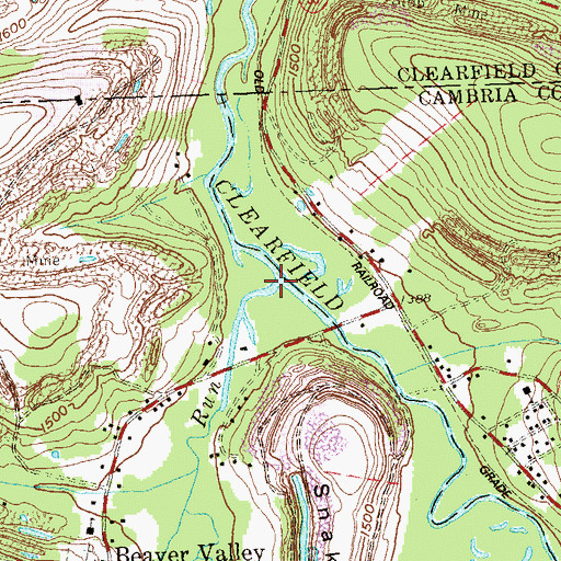 Topographic Map of Beaverdam Run, PA