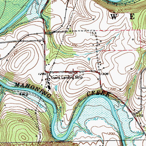 Topographic Map of Travis Airport, PA
