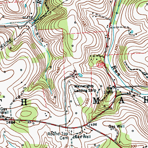 Topographic Map of Wainwrights Landing Strip (historical), PA