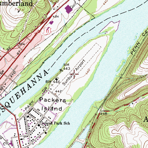 Topographic Map of Sunbury Airport, PA