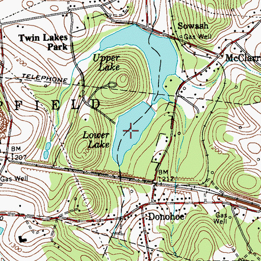 Topographic Map of Twin Lakes Number Two Reservoir, PA