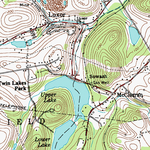 Topographic Map of Twin Lakes Number One Dam, PA