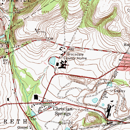 Topographic Map of Gracedale County Home, PA