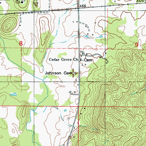 Topographic Map of Johnson Cemetery, AL