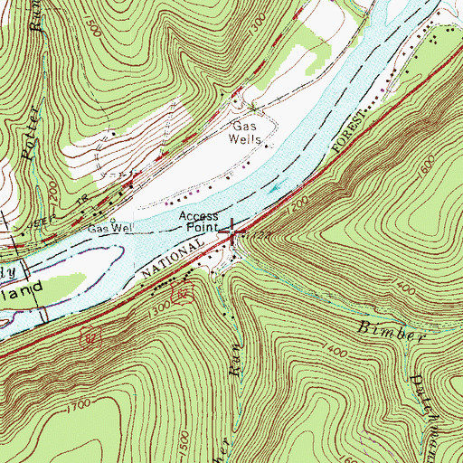 Topographic Map of Access Point, PA
