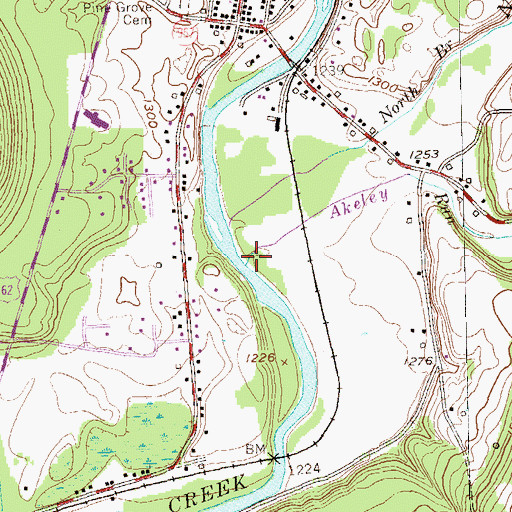 Topographic Map of Akeley Run, PA