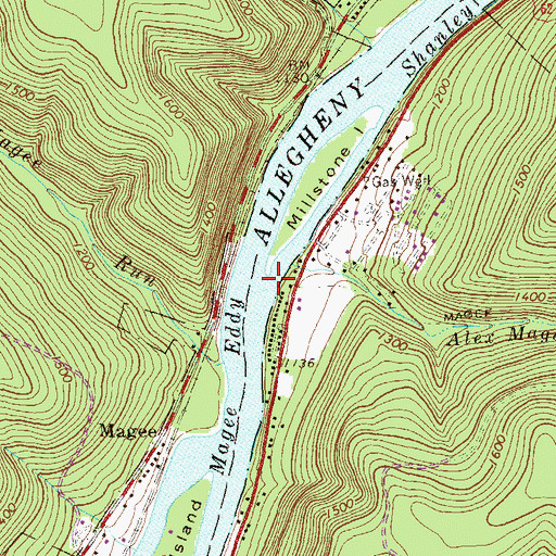 Topographic Map of Alex Magee Run, PA