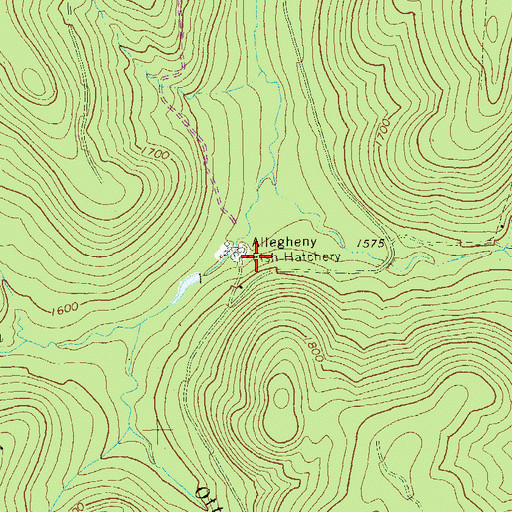 Topographic Map of Allegheny Fish Hatchery, PA