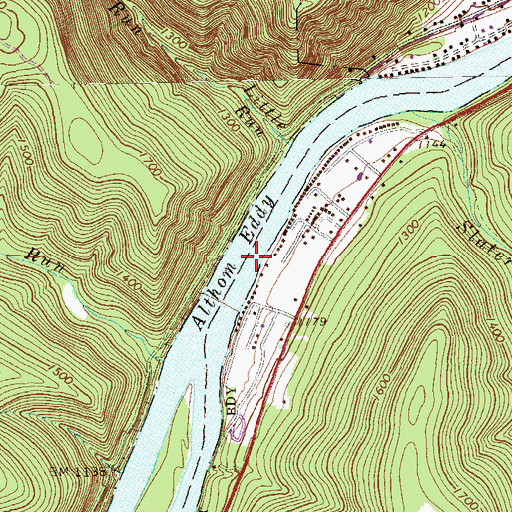Topographic Map of Althom Eddy, PA