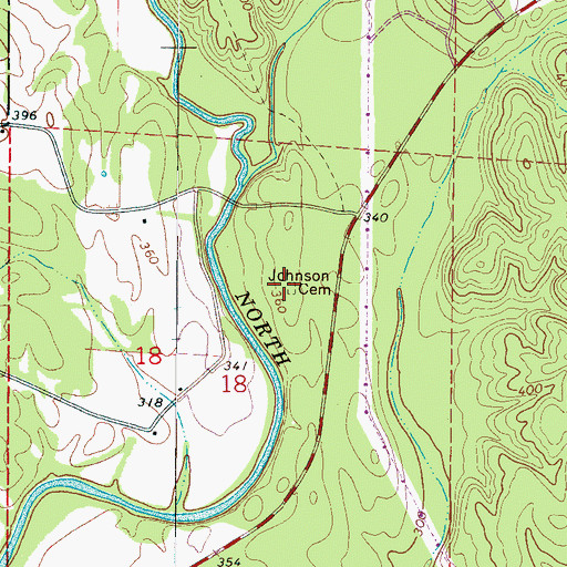 Topographic Map of Johnson Cemetery, AL