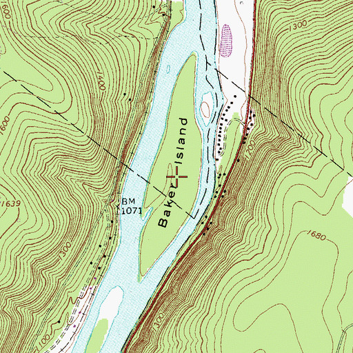 Topographic Map of Baker Island, PA