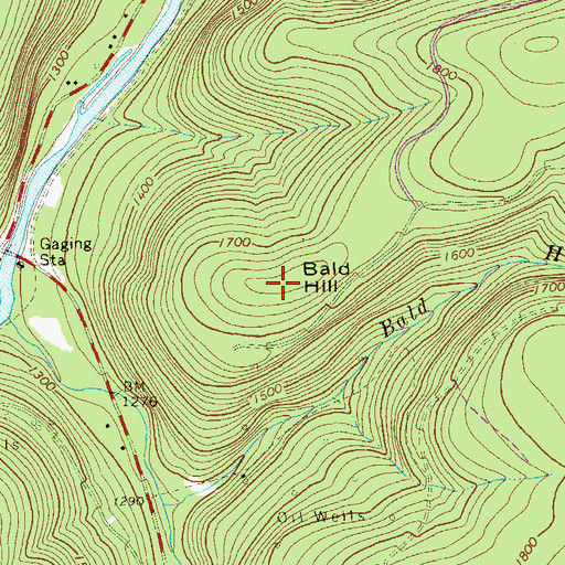 Topographic Map of Bald Hill, PA