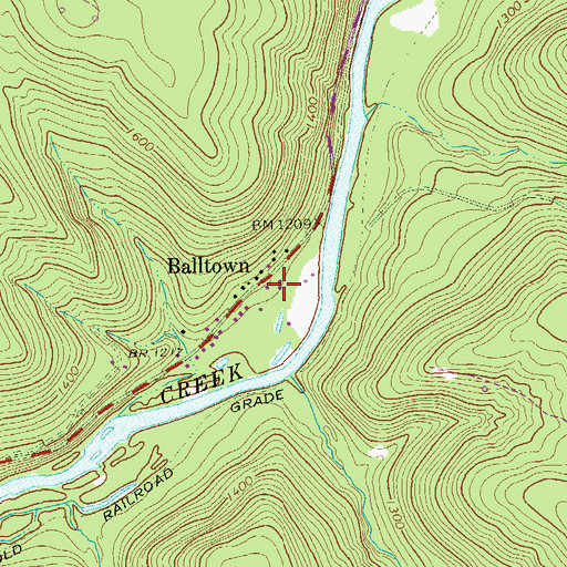Topographic Map of Balltown, PA