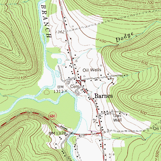Topographic Map of Barnes, PA