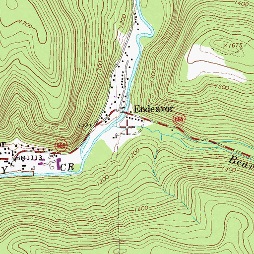 Topographic Map of Beaver Valley, PA