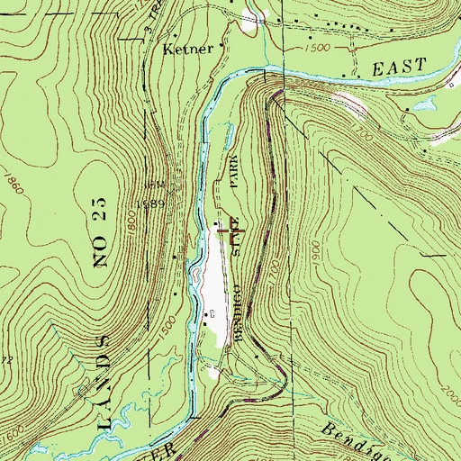 Topographic Map of Bendigo State Park, PA