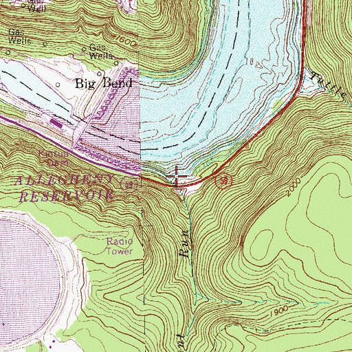 Topographic Map of Bent Run, PA