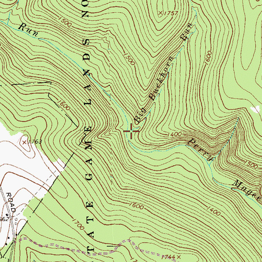 Topographic Map of Big Buckhorn Run, PA