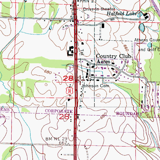 Topographic Map of Johnson Cemetery, AL