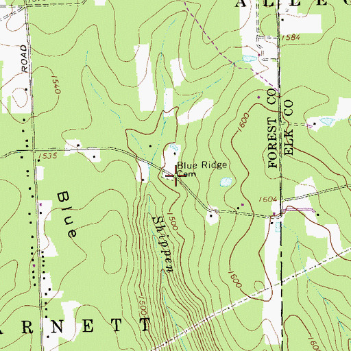 Topographic Map of Blue Ridge Cemetery, PA