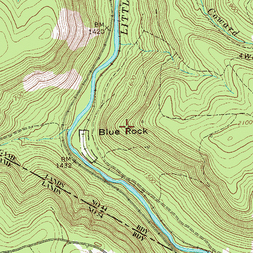 Topographic Map of Blue Rock, PA