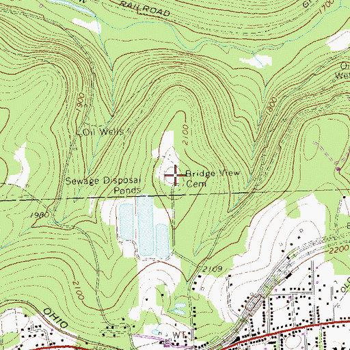 Topographic Map of Bridge View Cemetery, PA