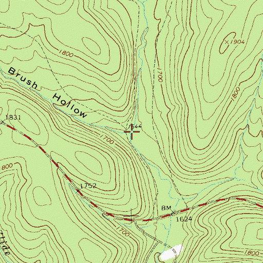 Topographic Map of Bush Hollow, PA