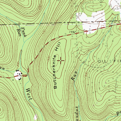 Topographic Map of Butcherknife Hill, PA