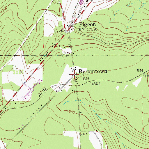 Topographic Map of Byromtown, PA