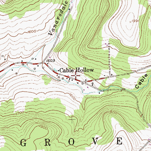 Topographic Map of Cable Hollow, PA