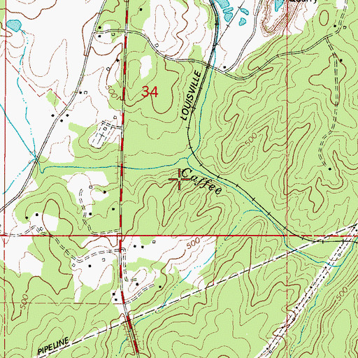 Topographic Map of Johnson Creek, AL