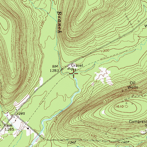 Topographic Map of Caldwell Creek, PA