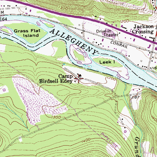 Topographic Map of Camp Birdsell Edey, PA