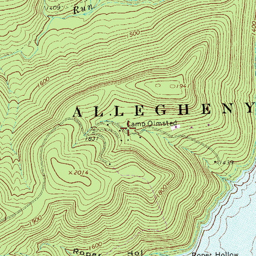 Topographic Map of Camp Olmsted, PA