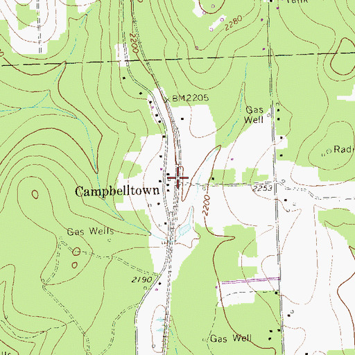 Topographic Map of Campbelltown, PA