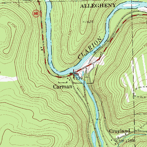 Topographic Map of Carman, PA