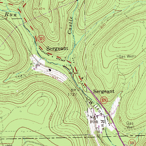 Topographic Map of Castle Brook, PA
