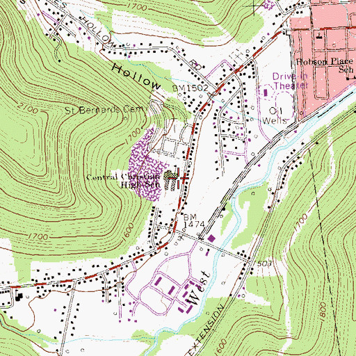 Topographic Map of Central Christian High School, PA