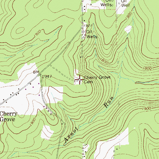 Topographic Map of Cherry Grove Cemetery, PA