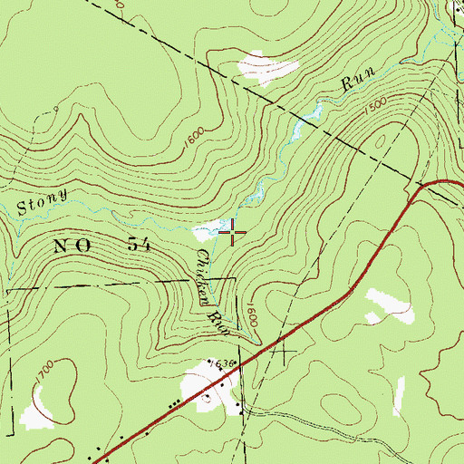 Topographic Map of Chicken Run, PA