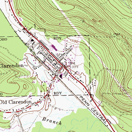 Topographic Map of Clarendon, PA