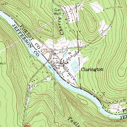 Topographic Map of Clarington, PA